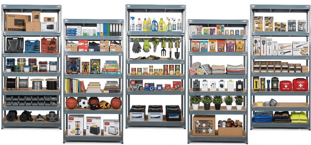 AKČNÍ BALÍČEK 5 ks zátěžových regálu 5-ti pol. lakovaný 180x120x50 300 kg, regálové systémy